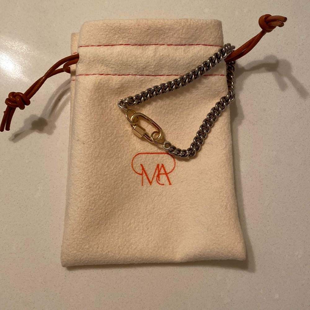 Marla Aaron Gold Link and Silver Chain Bracelet